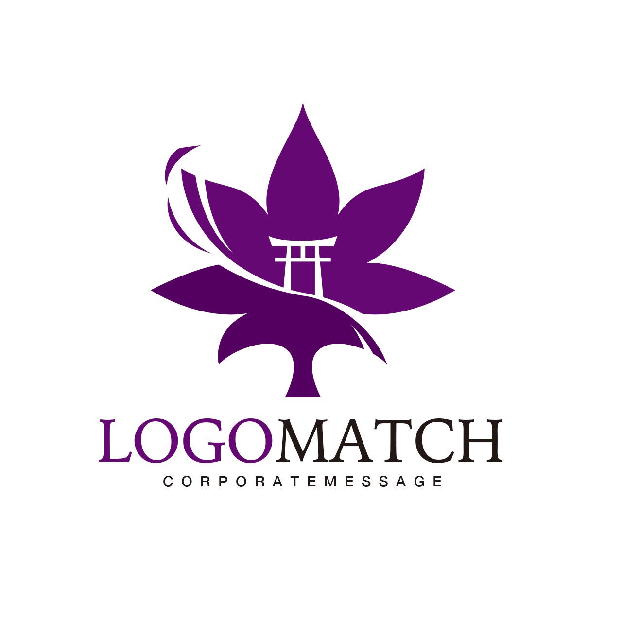 優雅な紅葉と鳥居のロゴ