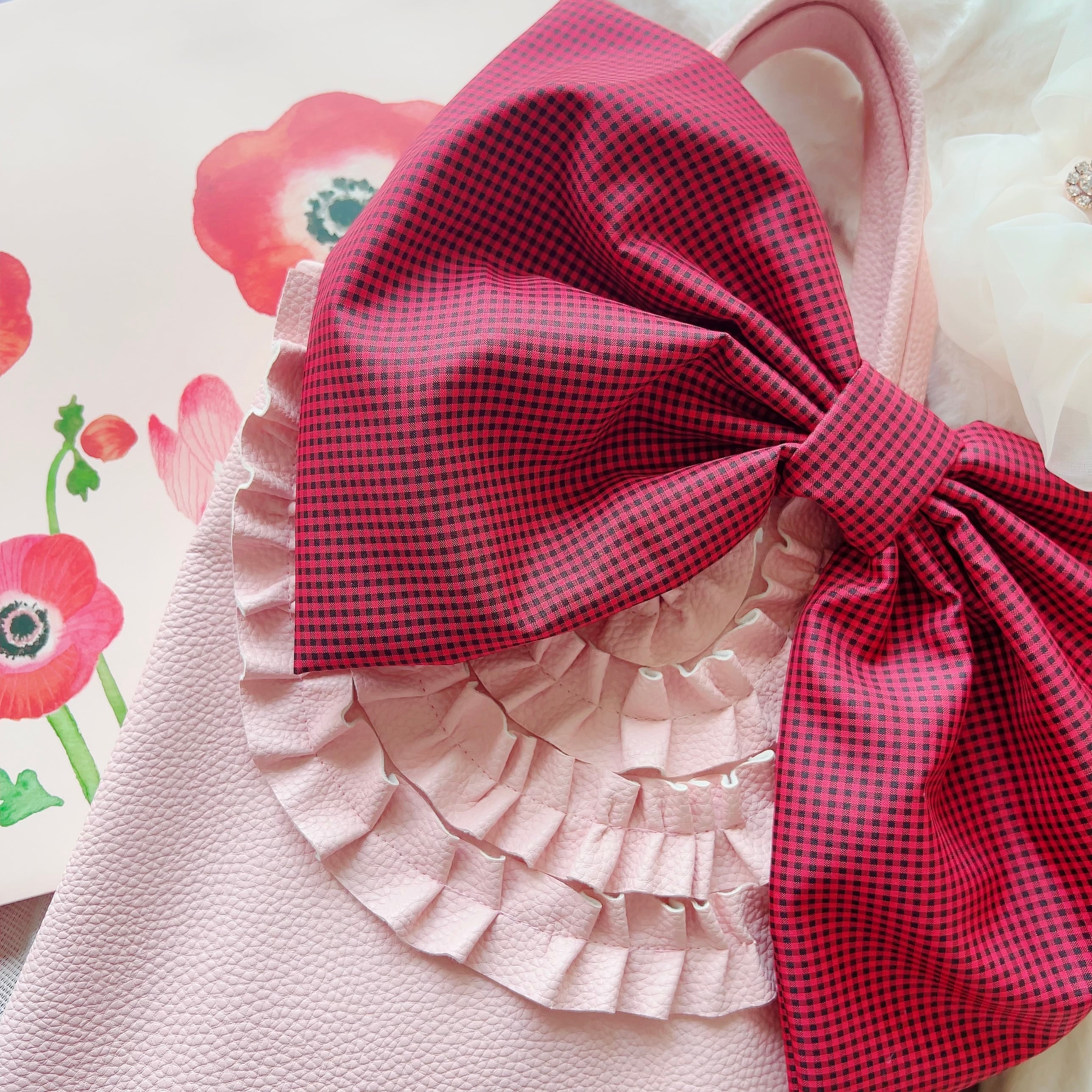 ♡ Candy チェック柄 フリルリボンヘッドドレス pink ‪♡ | Pay ID‬