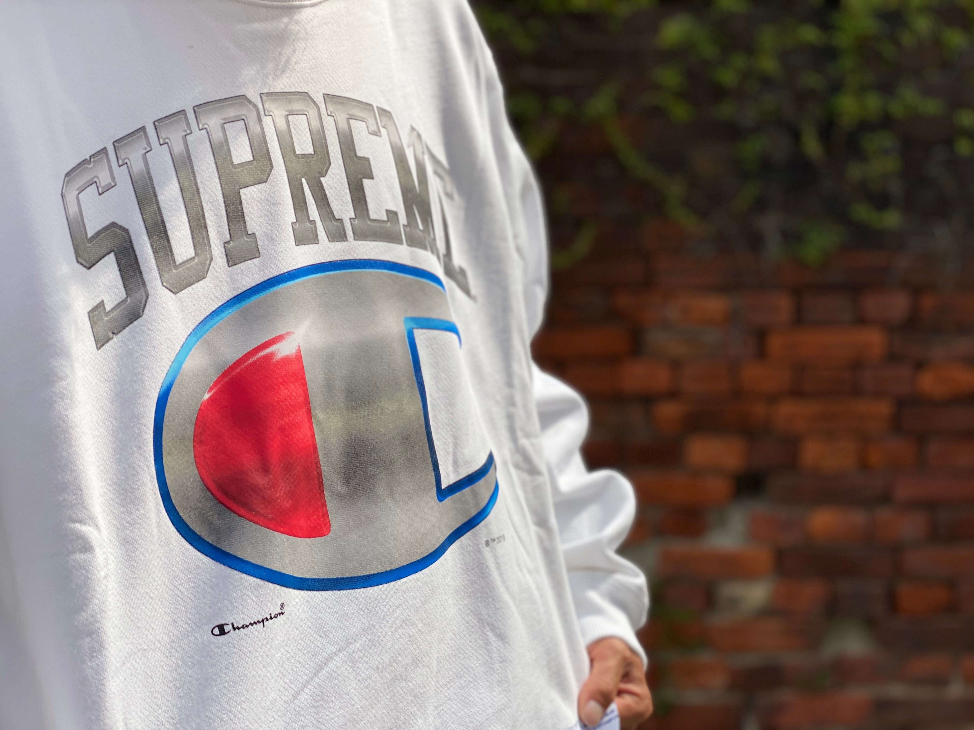 Supreme × CHAMPION CHROME CREWNECK WHITE LARGE 100HF6105 | BRAND 