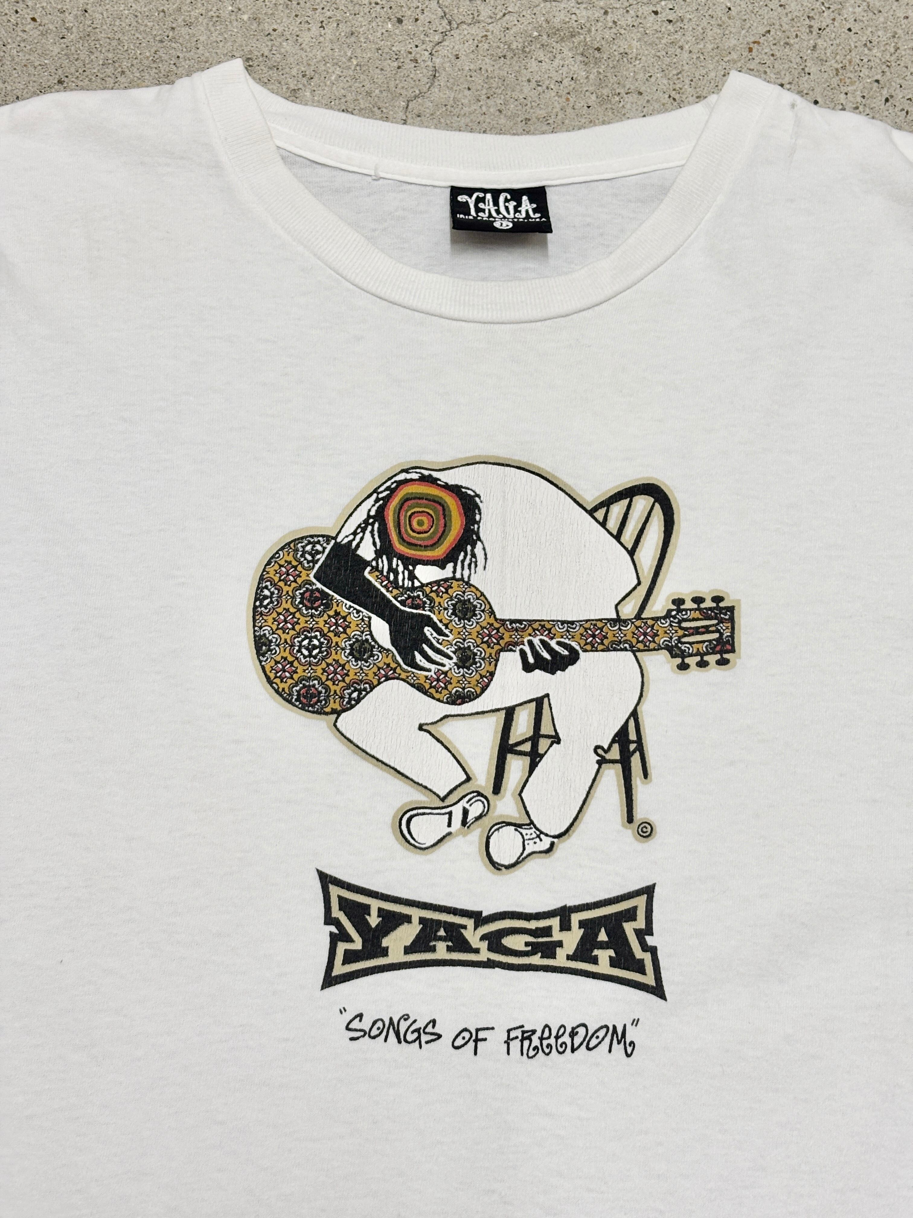 90s YAGA/Logo print Tee/USA製/L/ロゴプリントTシャツ/レゲエ/ラスタ
