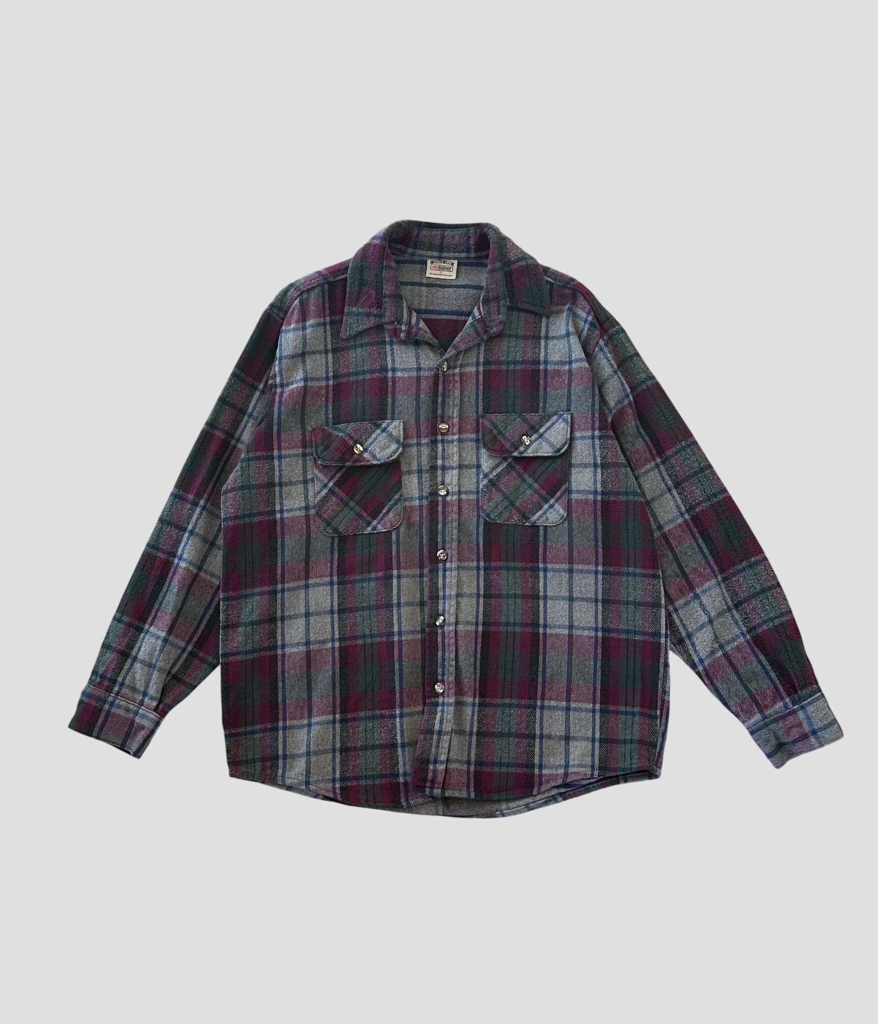 FIVE BROTHER- Vintage 90s L Flannel Check Shirt | BEGGARS BANQUET