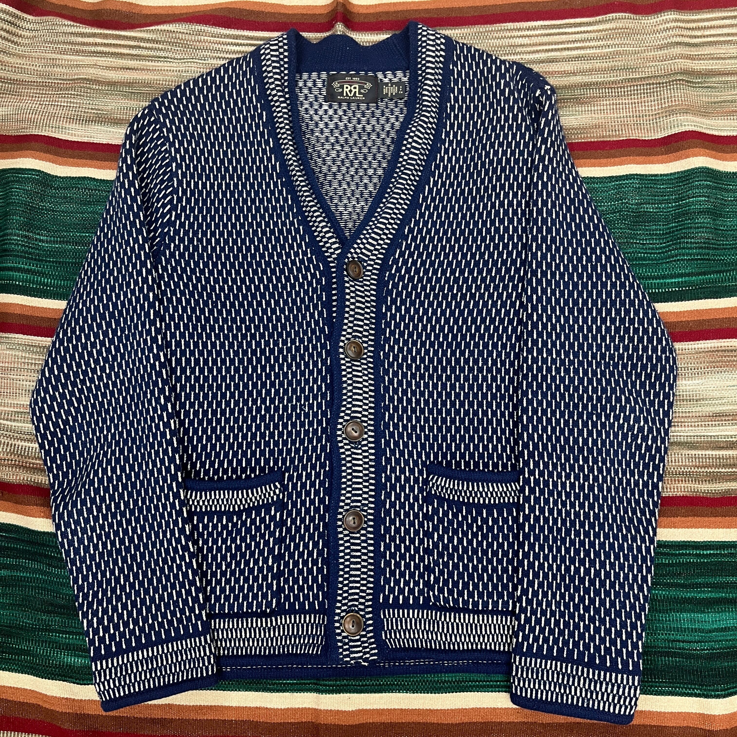 RRL INDIGO COTTON/WOOL CARDIGAN | safarionline