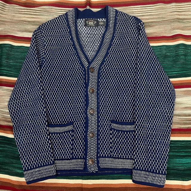 RRL  INDIGO COTTON/WOOL CARDIGAN