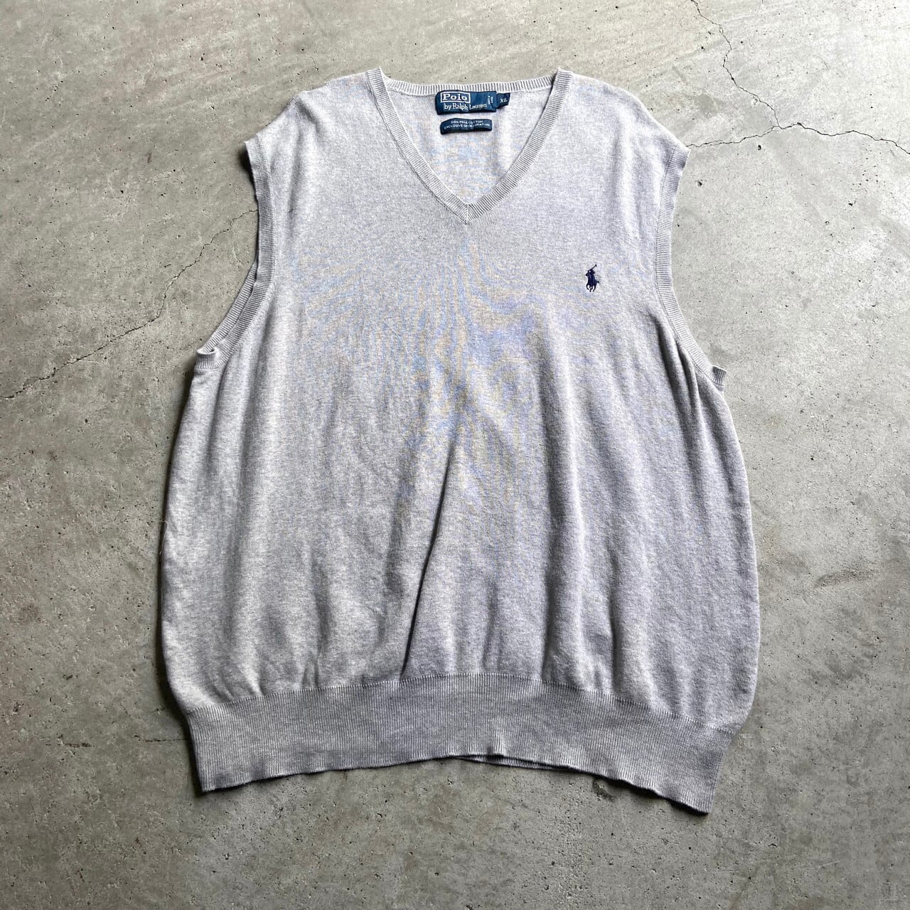 ビッグサイズ ポロバイラルフローレン ピマコットンニットベスト メンズXL 古着 Polo by Ralph Lauren ライトグレー 薄手 大きいサイズ【ニットセーター】【AL2110】 | cave 古着屋【公式】古着通販サイト