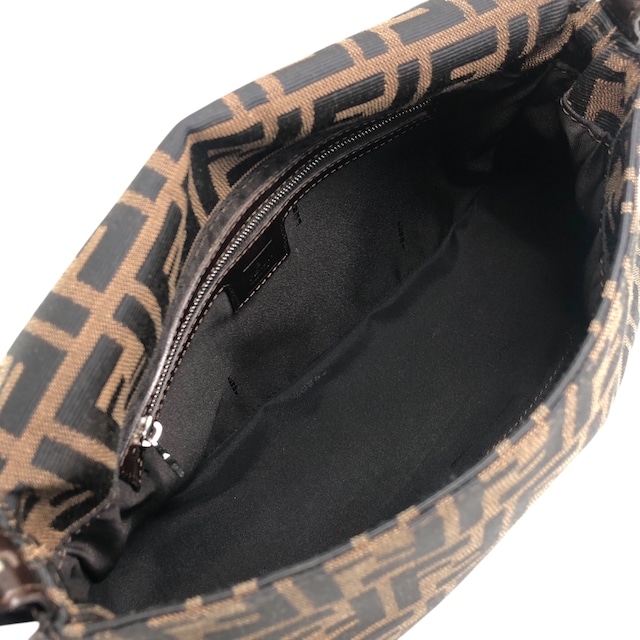 FENDI フェンディ ズッカ ショルダーバッグ ブラウン シルバー ジャガード レザー マンマバケット vintage ヴィンテージ オールド rj4ghi