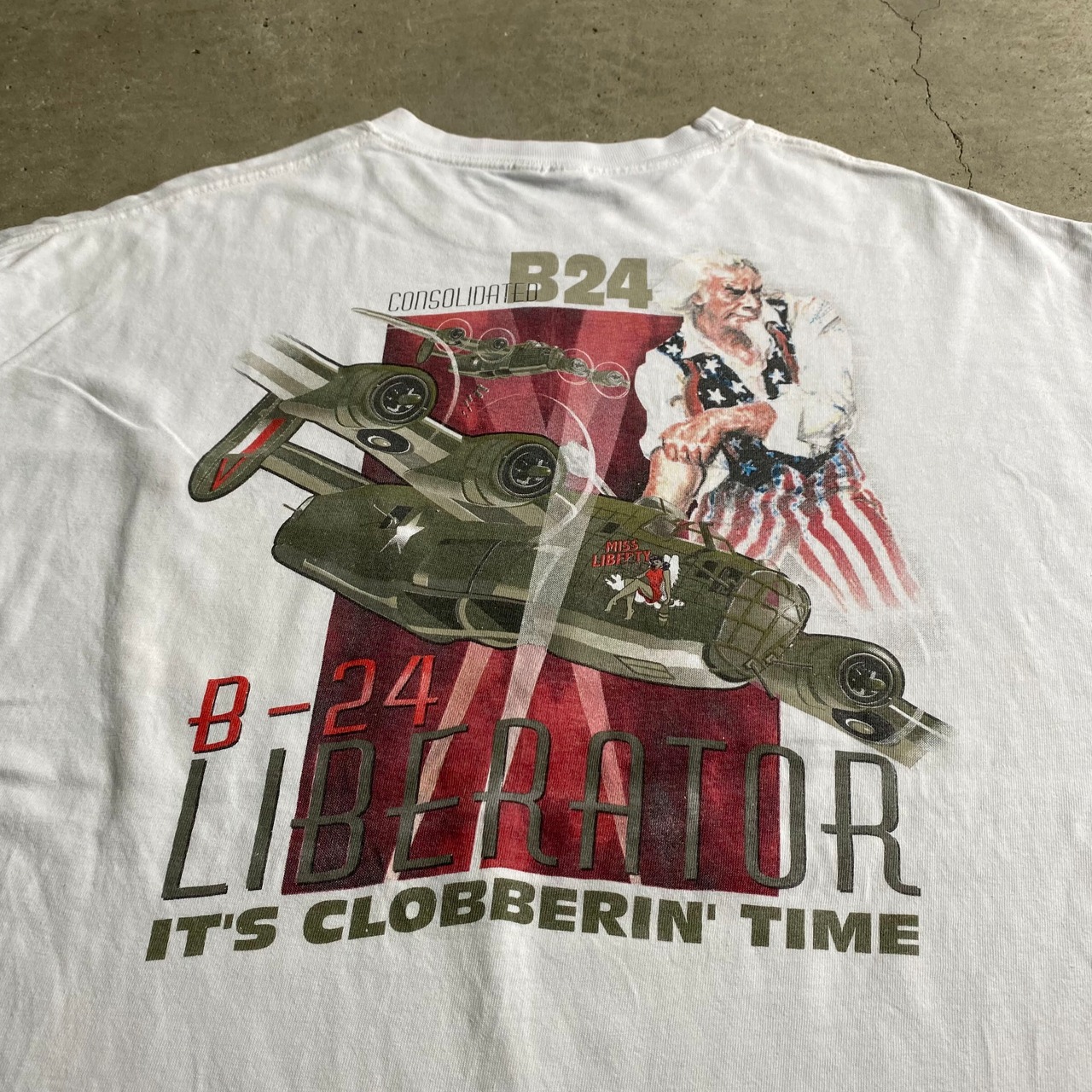 90年代 アンクルサム B-24 LIBERATOR バックプリント ポケットTシャツ 