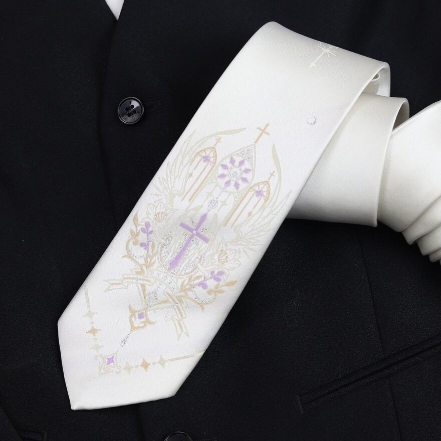 ゴシック ネクタイ 聖堂 刺繍 ホワイト サテン 耽美 華ロリ 参戦服 | 天使と悪魔