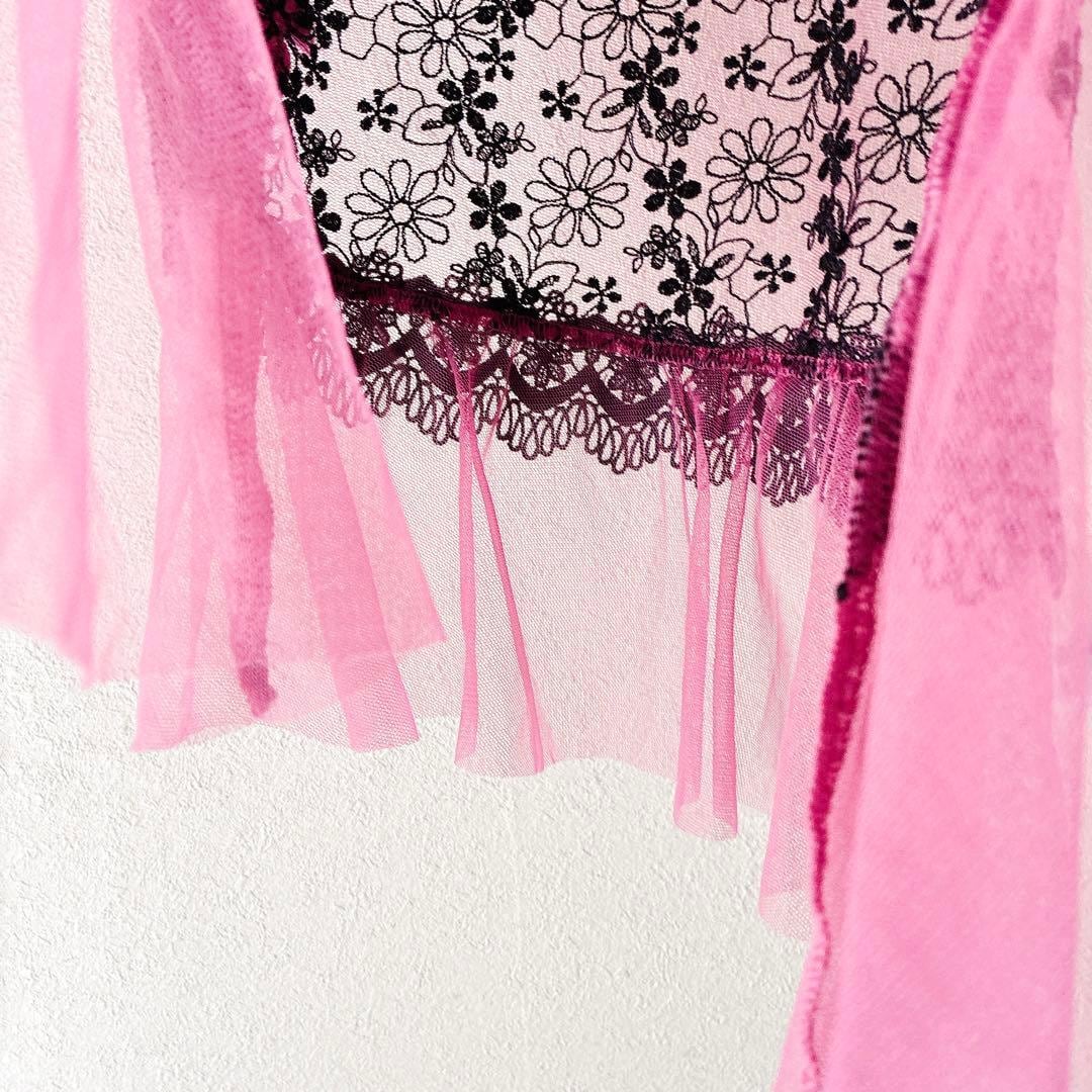 Wacoal サルート キャミソール 花柄レース 刺繍シアー Y2K フェアリー