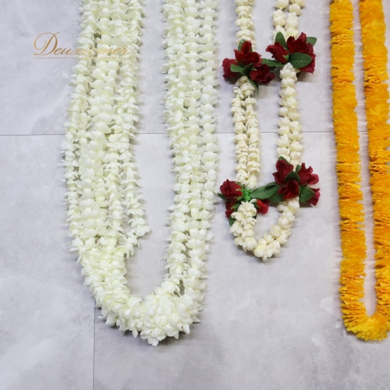 フラダンス 小物 まとめ売り 全5点 セット レイ ピカケレイ イリマレイ 白 黄 赤 5本 花 タヒチアン イベント ステージ アクセサリー 飾り ロング ネックレス ホワイト系 イエロー系 レッド系