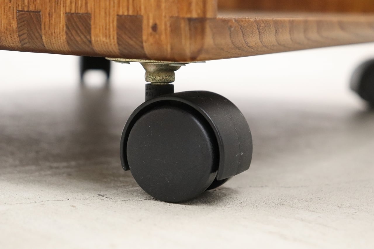 沼津店】オーク無垢材 シェルフ サイドテーブル ワゴン ボックス