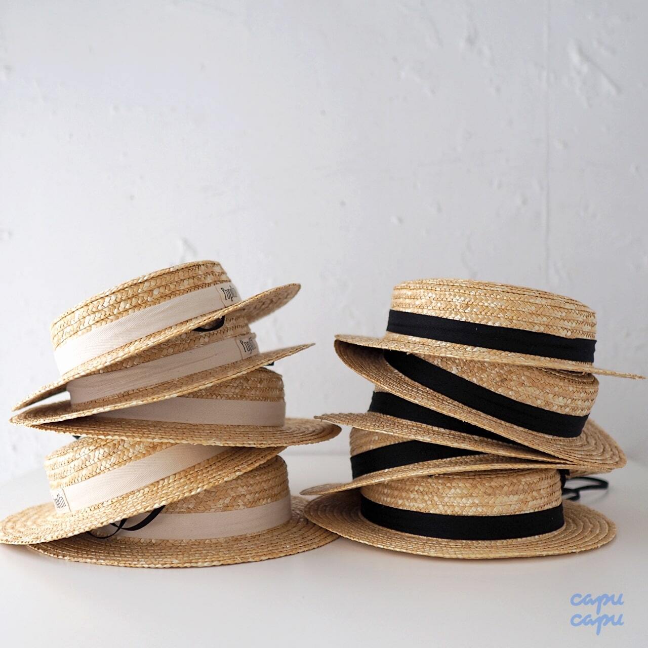 sold out»«日本正規品» Popelin Black Natural Straw Hat ストロー