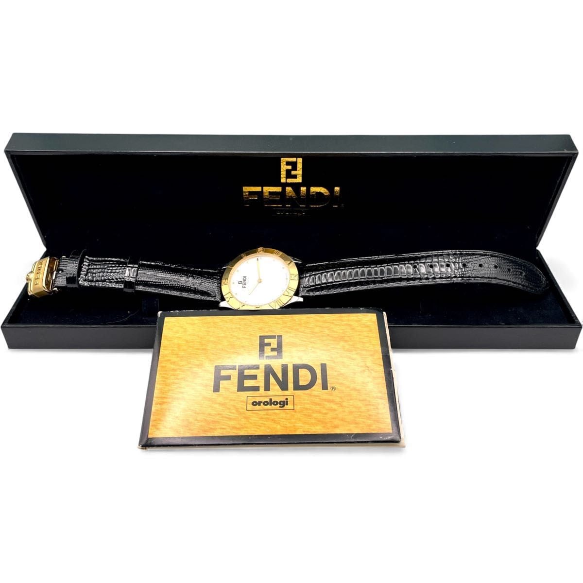 美品 □ 稼働 FENDI フェンディ 2000G 白文字盤 ゴールドベゼル