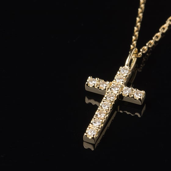 十字架 ダイヤモンド クロスネックレス メンズ ネックレス クロス k18