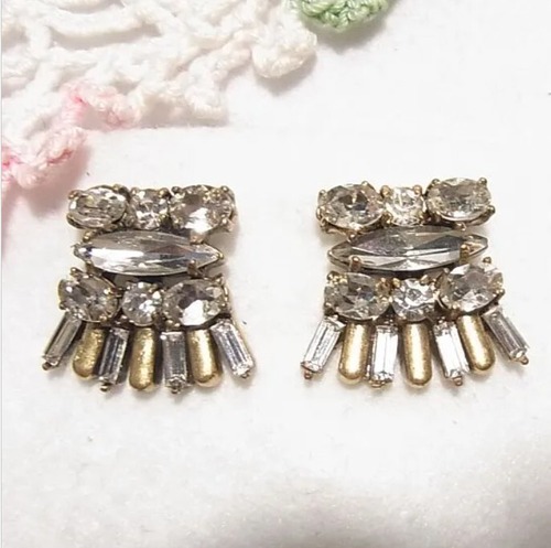 J.CREW  クリアなラインストーンのピアス　 アクセサリーのセール通販　11176P