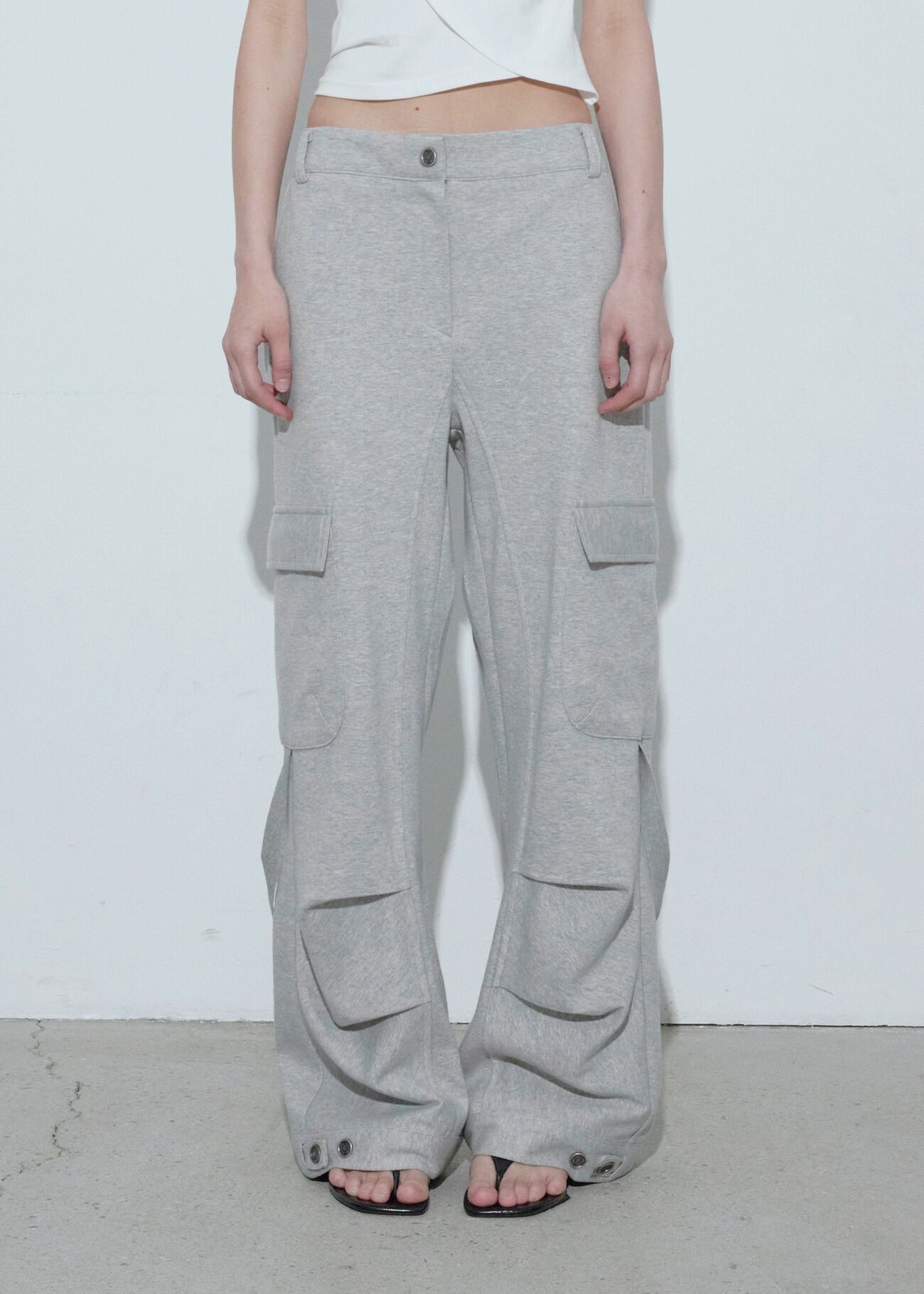BOHEMIAN SEOUL] STRAP CARGO SWEATPANTS, MELANGE GRAY 正規品 韓国