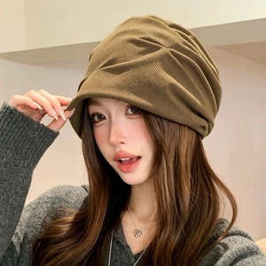 キャスケット レディース 秋冬 韓国 コーデュロイ調 ボリューム ギャザー 立体フォルム 深め 小顔見え 後ろゴム ヴィンテージ レトロ 古着風 ストリート 大人 カジュアル デイリー 高見え [LW-CGH006]