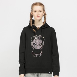 【HIPANDA ハイパンダ】レディース ラインストーン フーディー スウェット WOMEN'S BASIC LOGO RHINESTONE HOODIE SWEAT SHIRT / WHITE・BLACK