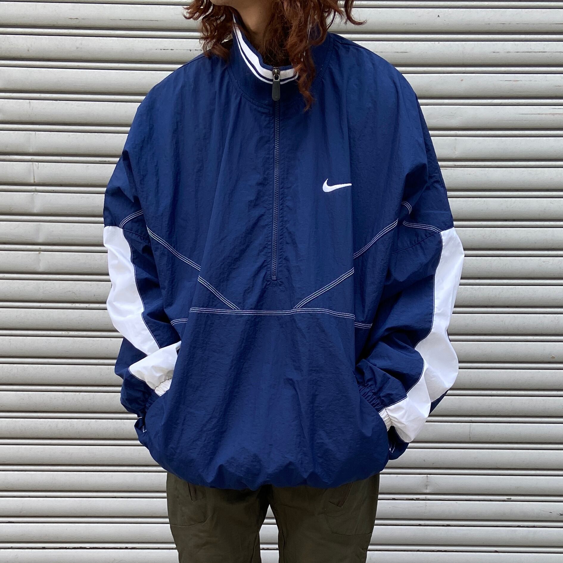 送料無料』90s NIKE ナイロンハーフジッププルオーバー ピステ