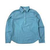 LACOSTE ラコステ チェック柄 長袖 プルオーバー シャツ サイズ 40/水色系/レディース ファブリカ 日本製