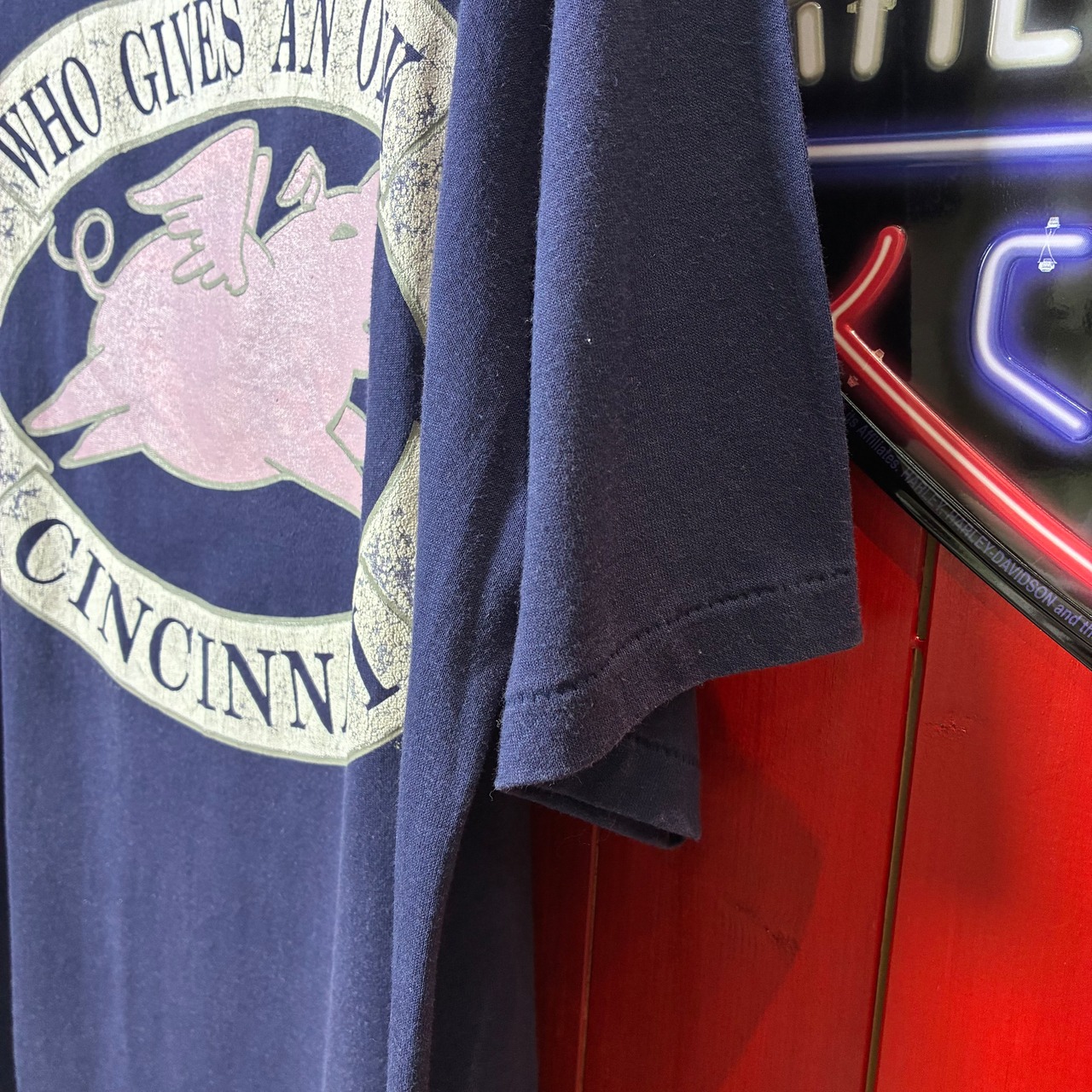 90s USA製 WOLF ヴィンテージTシャツ ネイビー ブタ