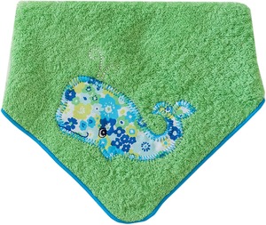 ふわふわ感と肌触りの 今治タオル よだれかけ 2way ハンカチ スタイ 24×24cm くじら グリーン 楽しく元気が出るポップな色使い コットン100％ お子様に安心 洗濯し易い 日本製 エンプレットベール