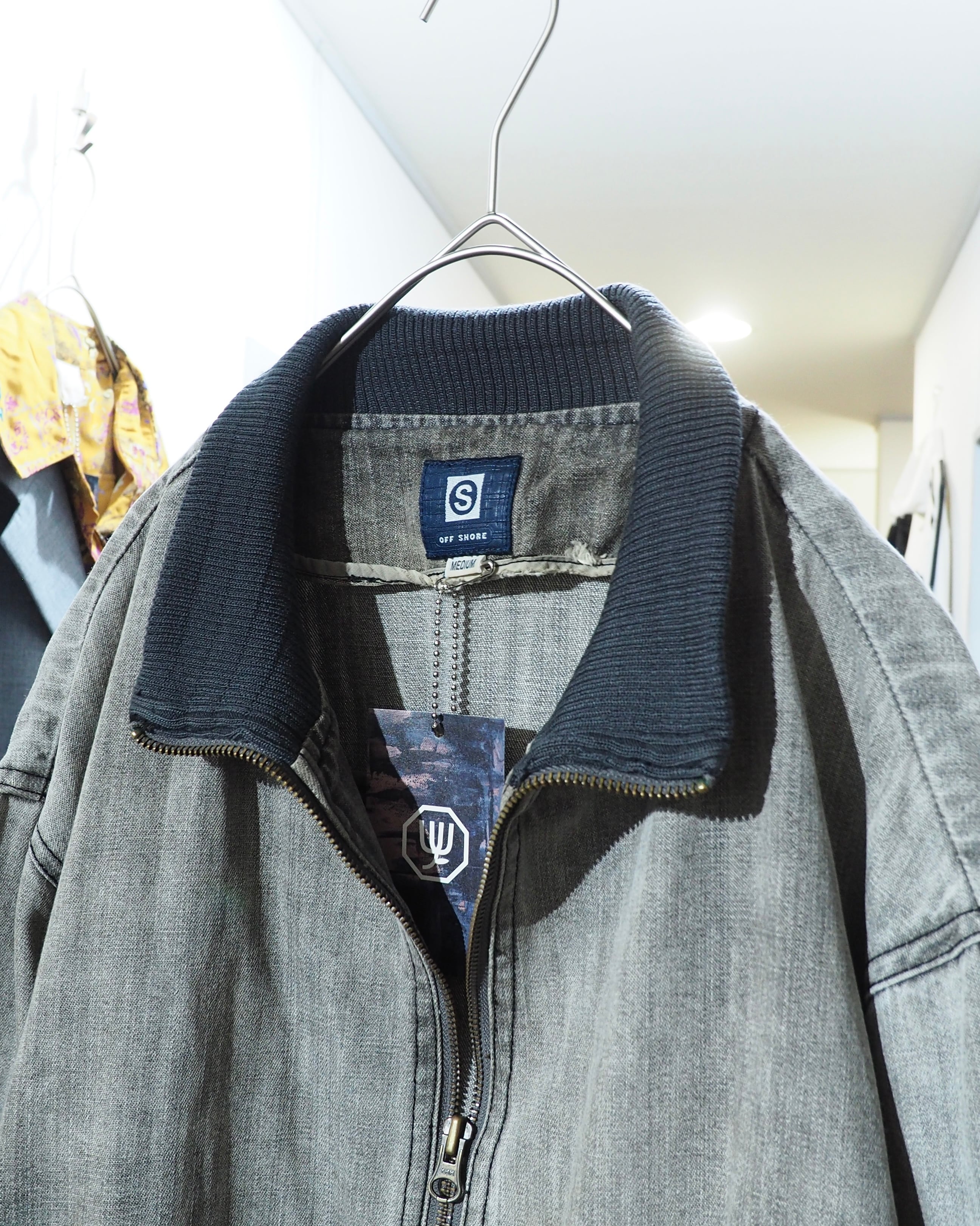 ” 退廃的 ” Good Fade Light ash Grey Color Denim Track jacket