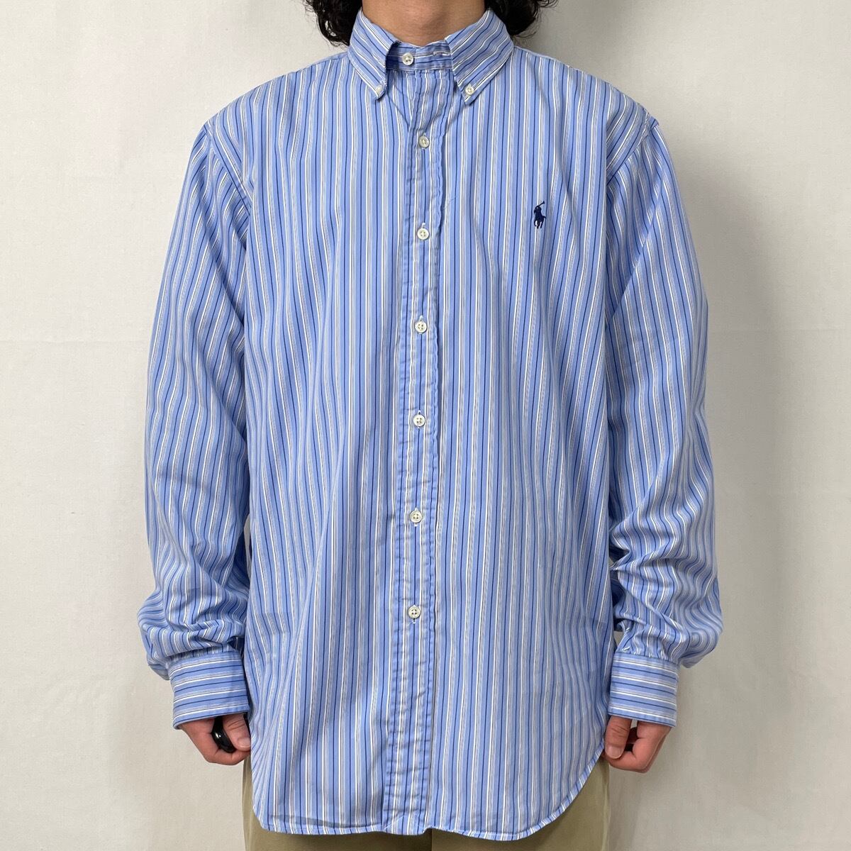 90s ラルフローレン ストライプシャツ ボタンダウンシャツ 古着 