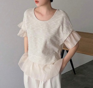 フリルツイード調カットソー