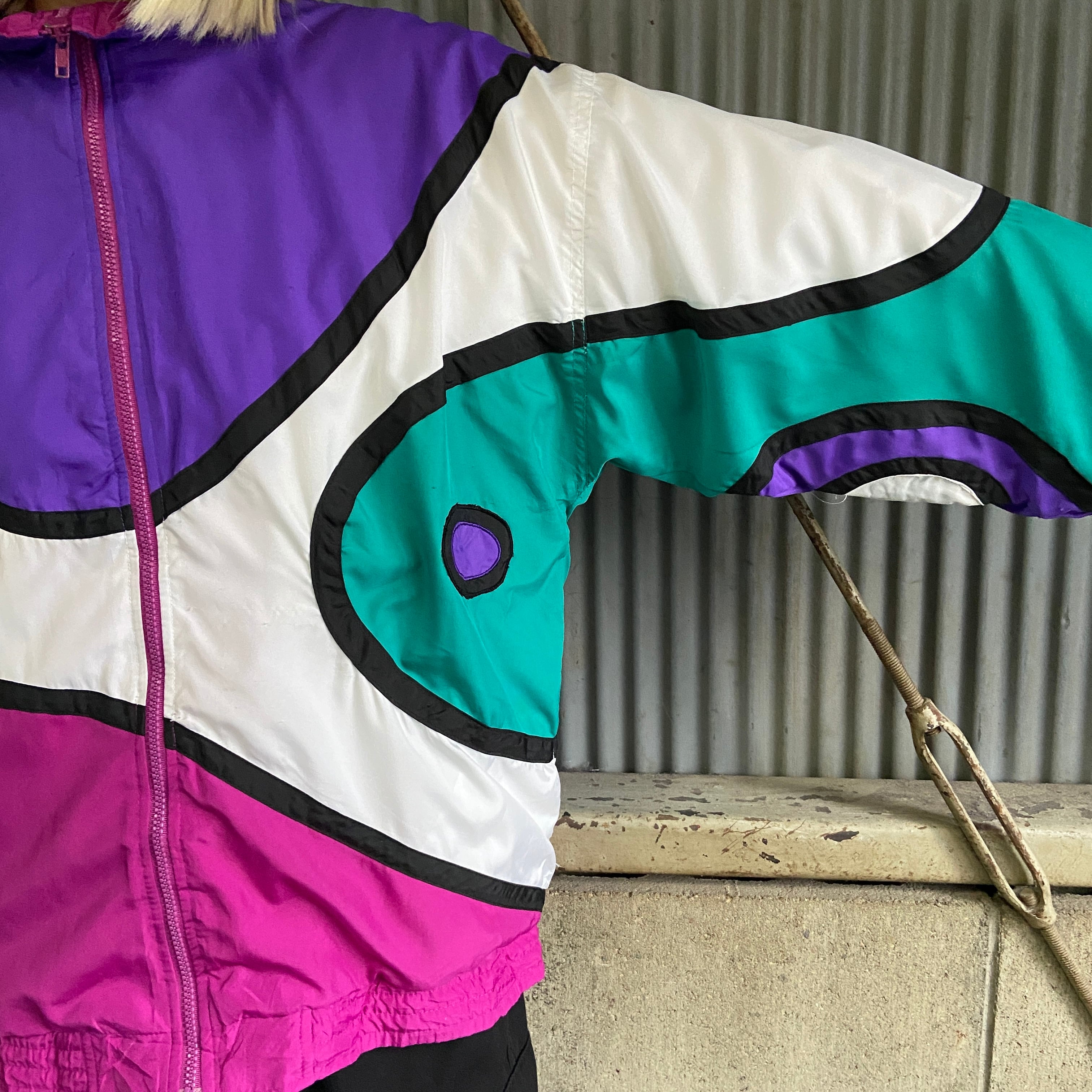 80年代 CASUAL BAY クレイジーパターン ポリエステルジャケット メンズ