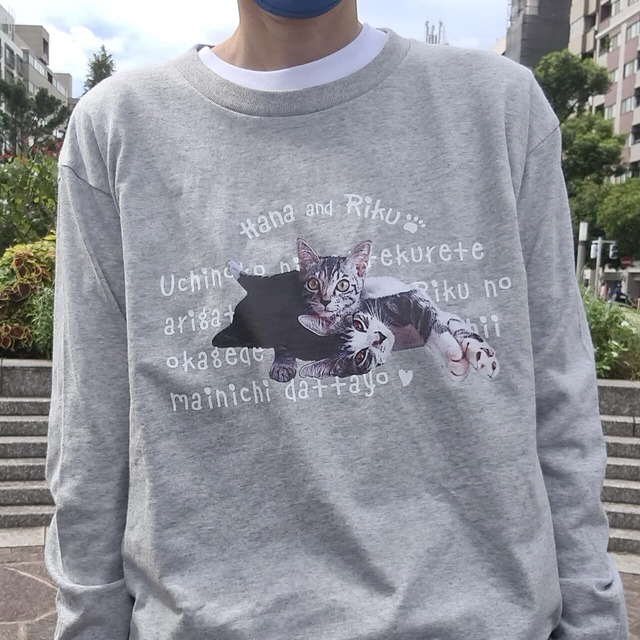 猫さん写真で作る☆長袖Ｔシャツ（猫 ネコ ねこ 愛猫写真で♪）