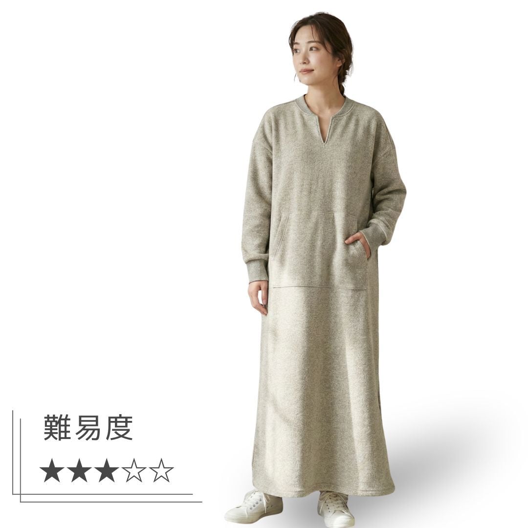 型紙 lady'sキーネックロングワンピース ML-047-00FD | 生地のM
