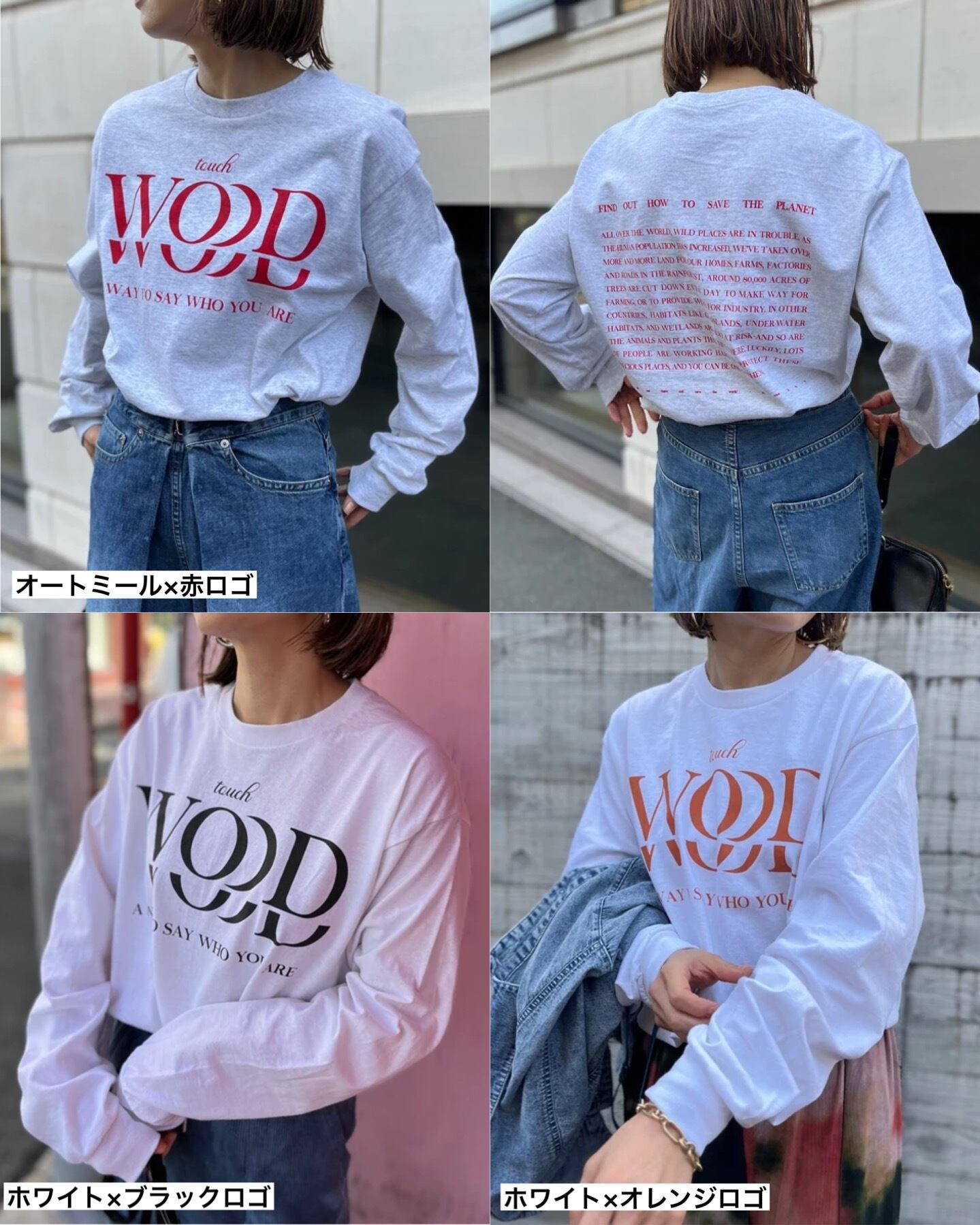 3color / 前後ロゴプリントロングTシャツ