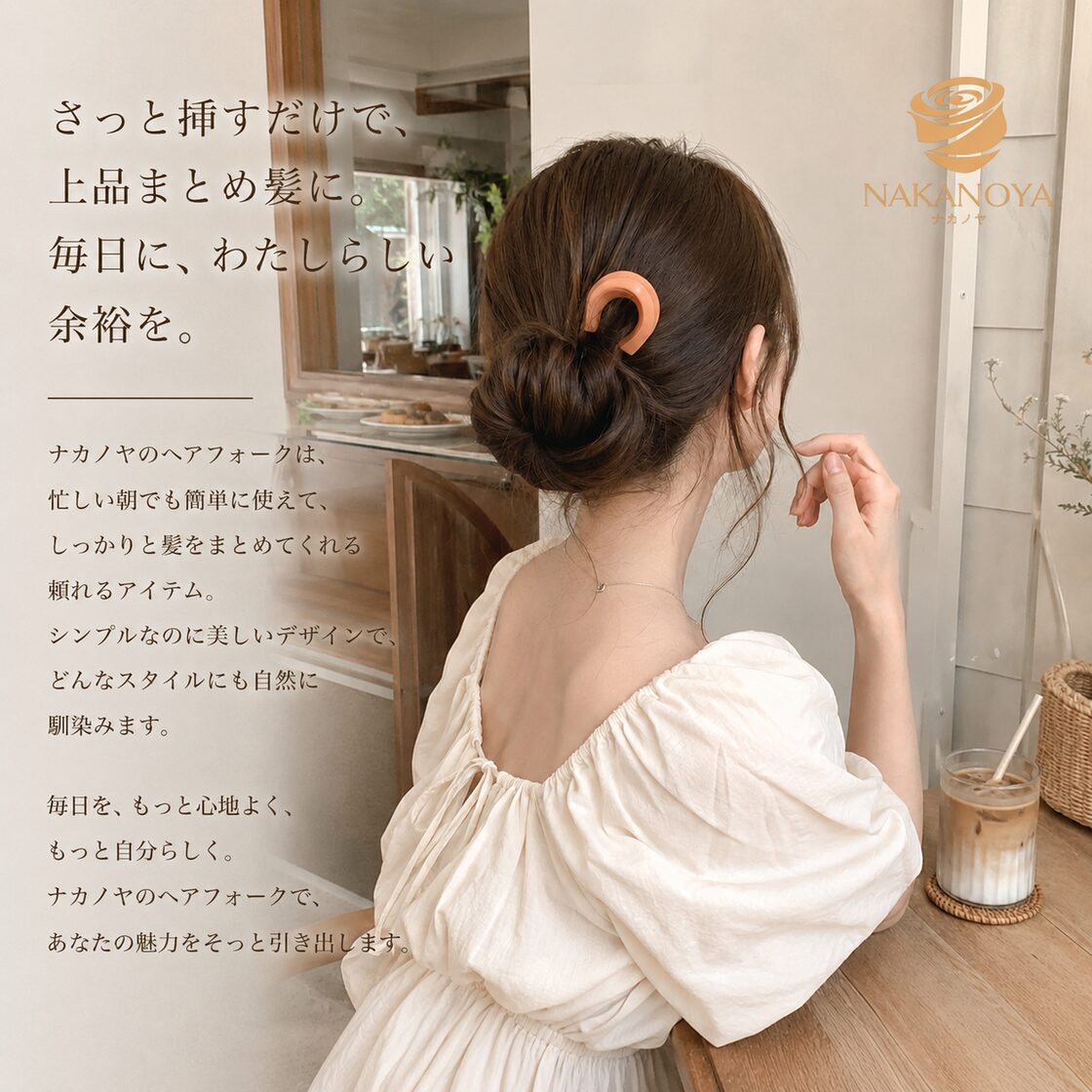 ナカノヤ] NAKANOYA ヘアフォーク 1本 U字かんざし U字簪 U字ピン U字