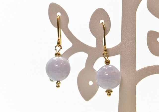 コミュニケーションのお守り ピアス ブルーレースアゲート 天然石 ピアス パワーストーン 金属アレルギー 対応 ギフト イヤリング変更可 メール便送料無料 アクセサリー