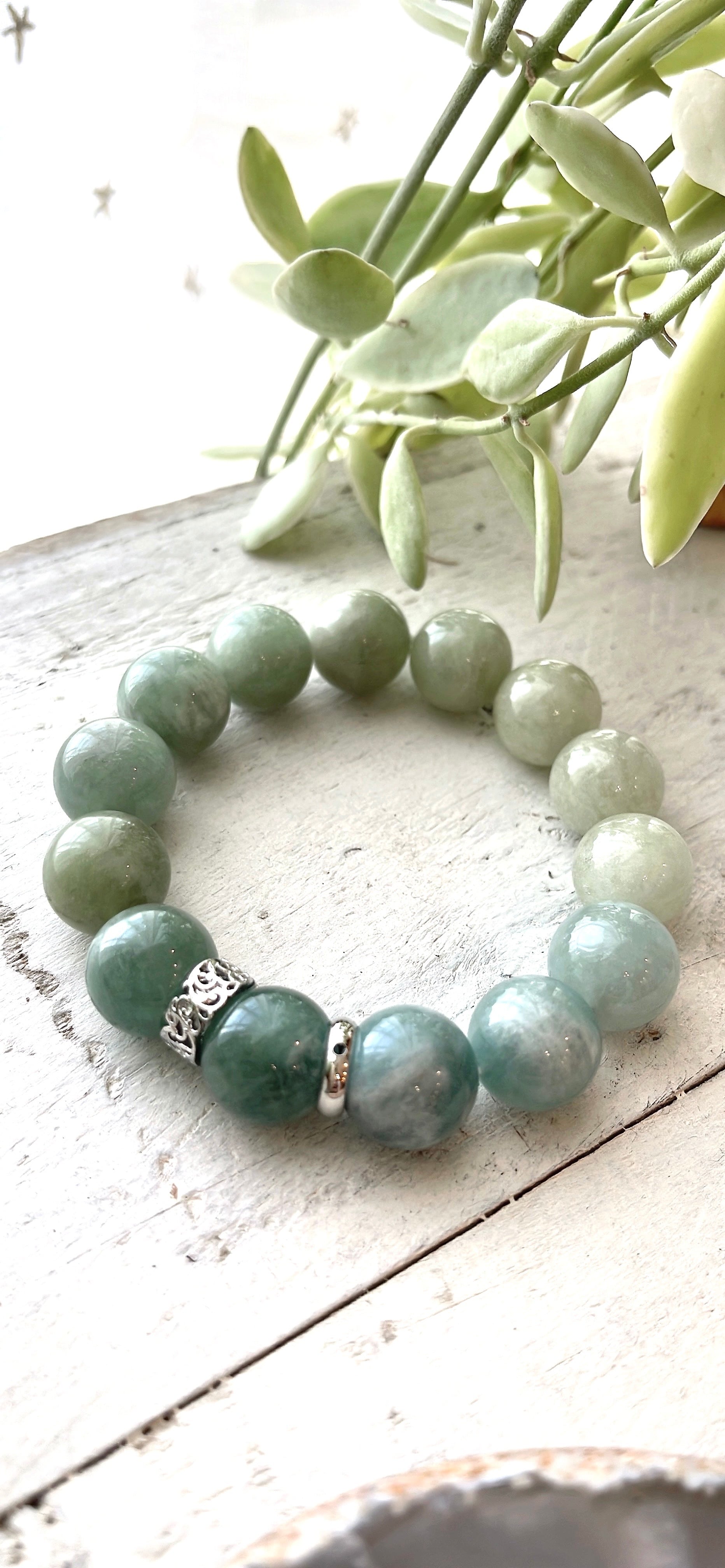 グリーンアクアマリン　ブレスレット ⭐︎癒し力抜群⭐︎非加熱グリーンアクアマリンブレスレット | bluestar