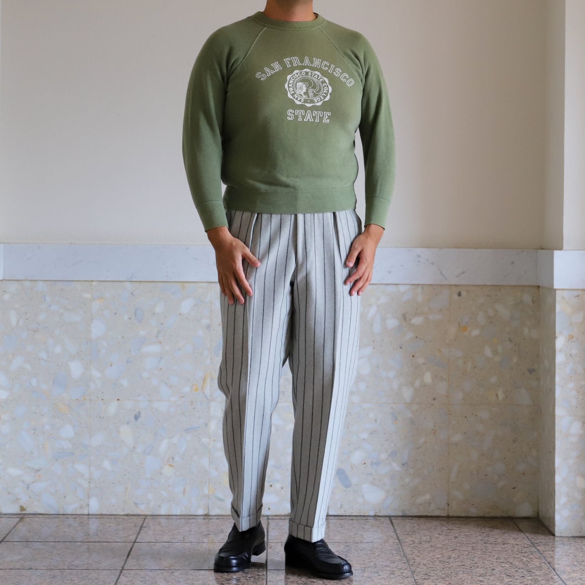 50s 60s ヴィンテージスウェット vintage sweat 染み込み 50s〜60s前V染み込みスウェットvintage
