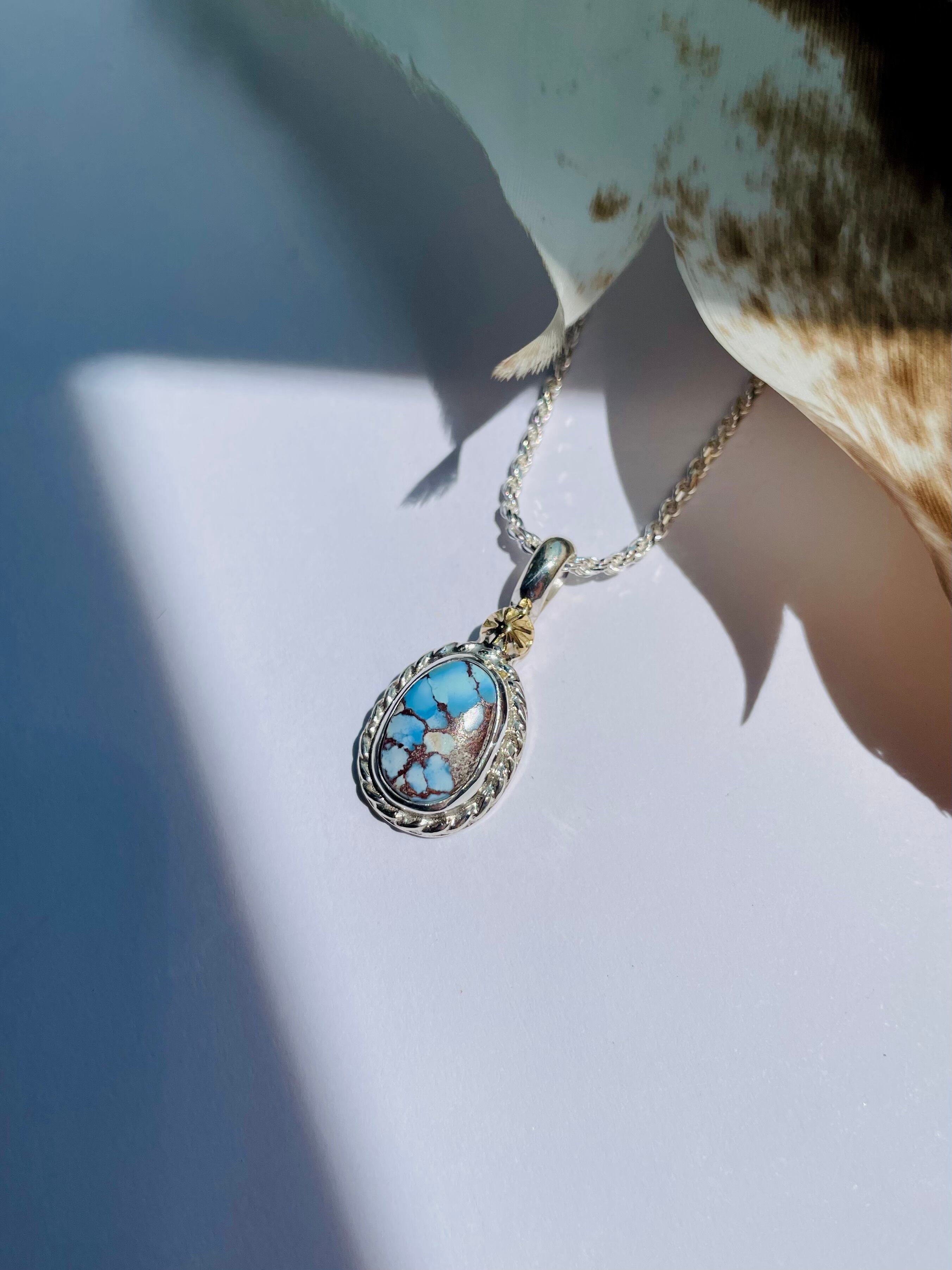 Golden Hill Turquoise 18k Gold concho pendant top | Sunset＆Eagle