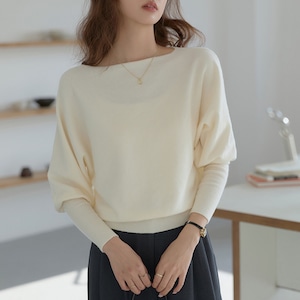 one line color simple sweater long sleeve tops