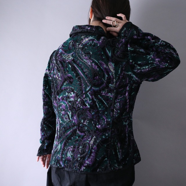 "reversible" poison coloring chenille weaving jacket