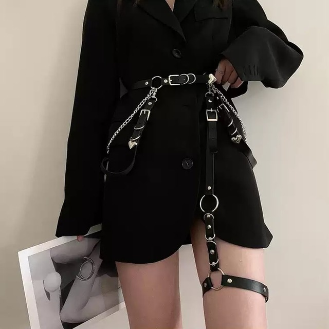 天使と悪魔 病み可愛い ベルト レッグリング ゴスロリ系 ストリート系 地雷系 原宿系 ヒップホップ 10代 代 天使と悪魔 サブカル系 ファッション Seasonz