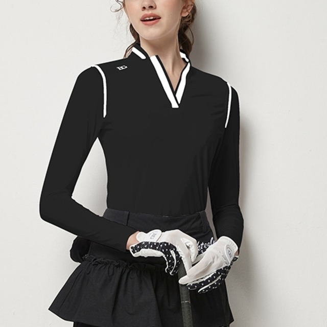 長袖Tシャツ　日焼け防止　ボトミングシャツ　モノトーン