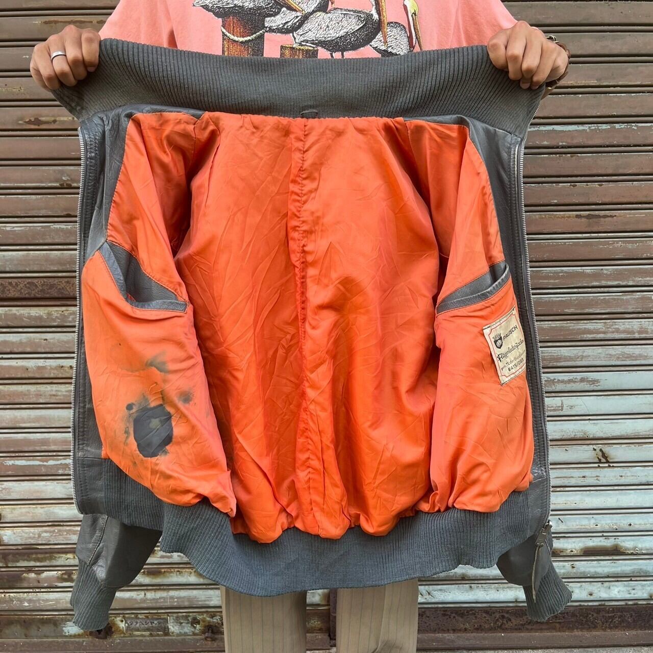 80s ドイツ軍 ヴィンテージ 空軍 ドイツ パイロット ジャージ XL レザー