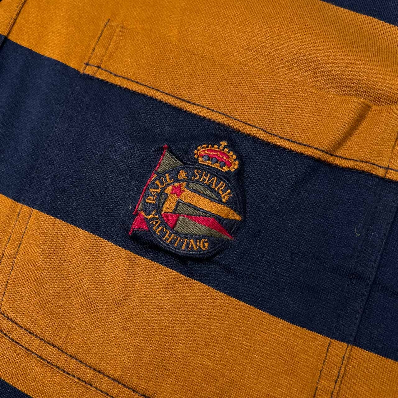 イタリア製 PAUL & SHARK ポールアンドシャーク ボーダー柄 天竺 半袖 ポロシャツ サイズ XL /ブラウン×ネイビー/オールド/ビンテージ