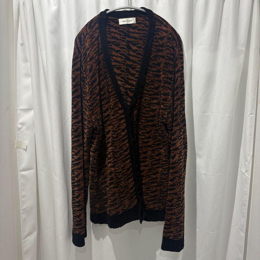 ERNEST W.BAKER アーネストダブルベイカー Zebra Jacquard Cardigan