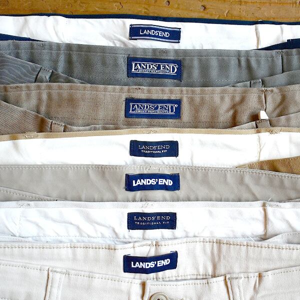 USA古着 LANDS’END 90s チノパン 2タック ワイド baggy 1点物◇ランズエンドLands End2タックワイドパンツ古着メンズ35
