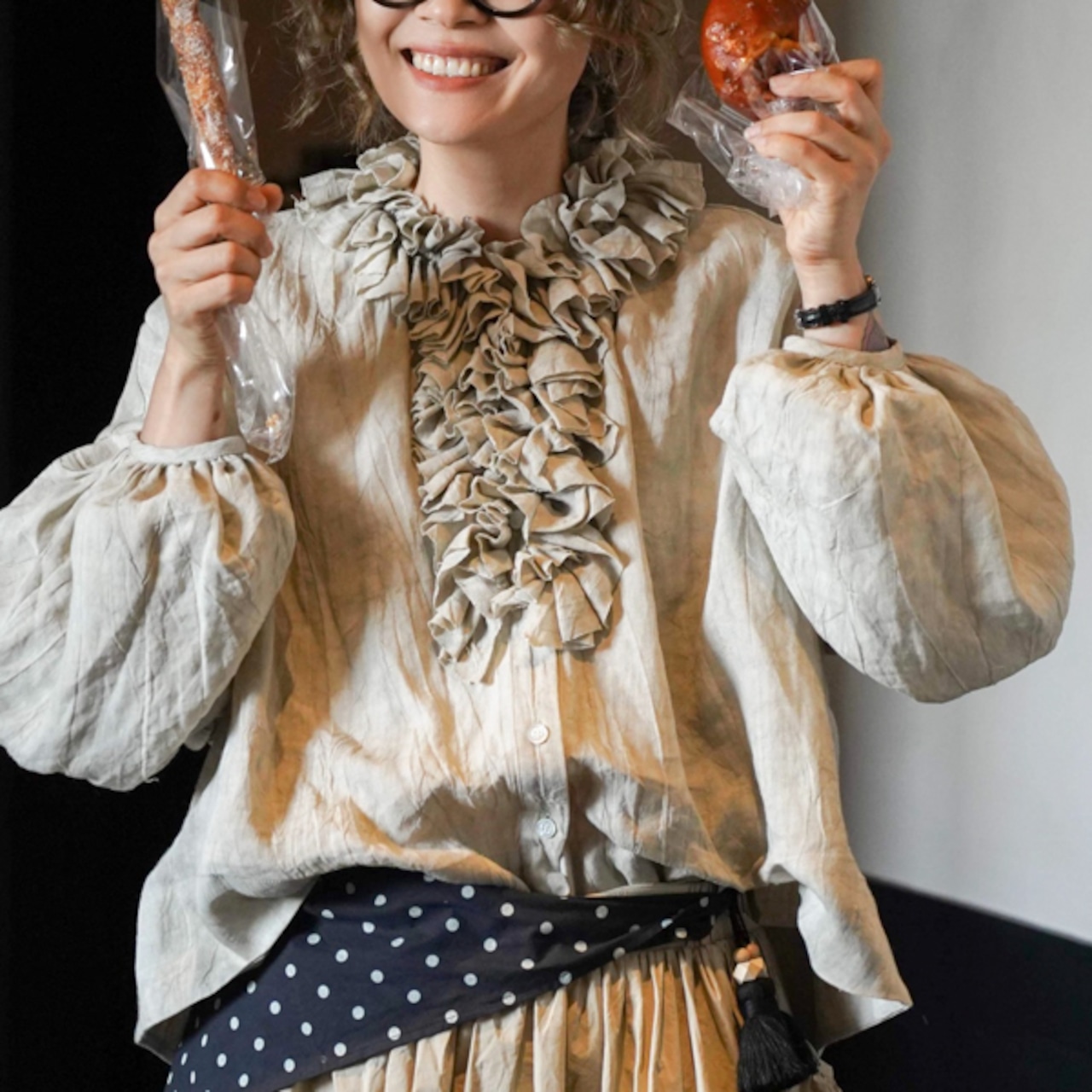 リネンフリルと陽だまりのバルーン袖シャツ 《W0190》