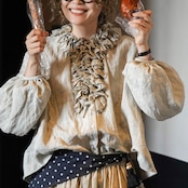 リネンフリルと陽だまりのバルーン袖シャツ 《W0190》