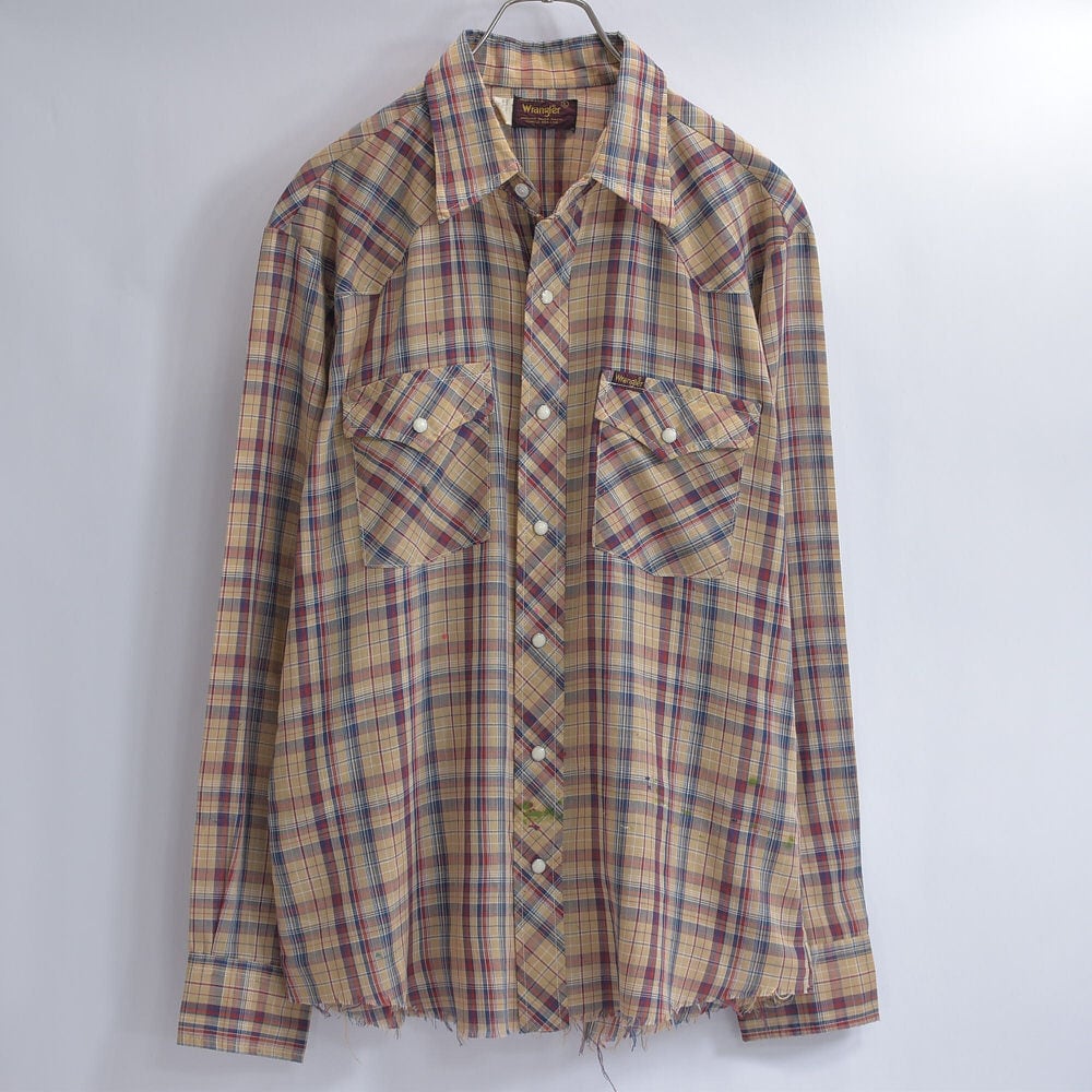 雰囲気系ボロ 70s~ アメリカ製 Wrangler ラングラー チェック 雰囲気系ボロ 70s~ アメリカ製 Wrangler ラングラー チェック