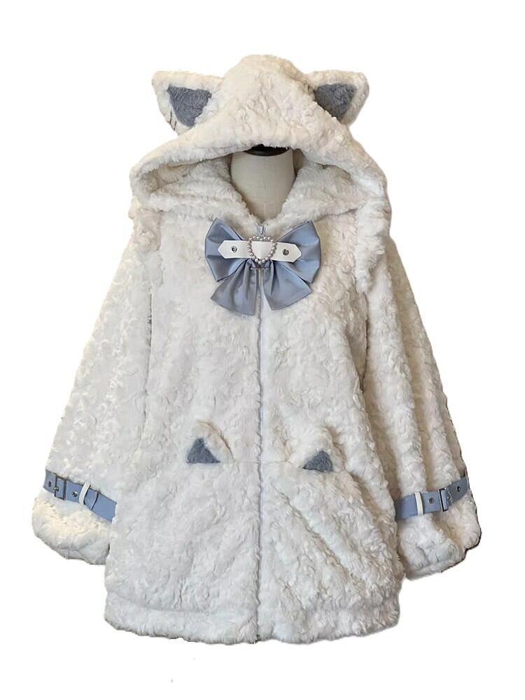 地雷系 猫耳もこもこブルゾンパーカー ファーパーカー フリース サブカル 量産 地雷系 猫耳もこもこブルゾンパーカー ファーパーカー フリース