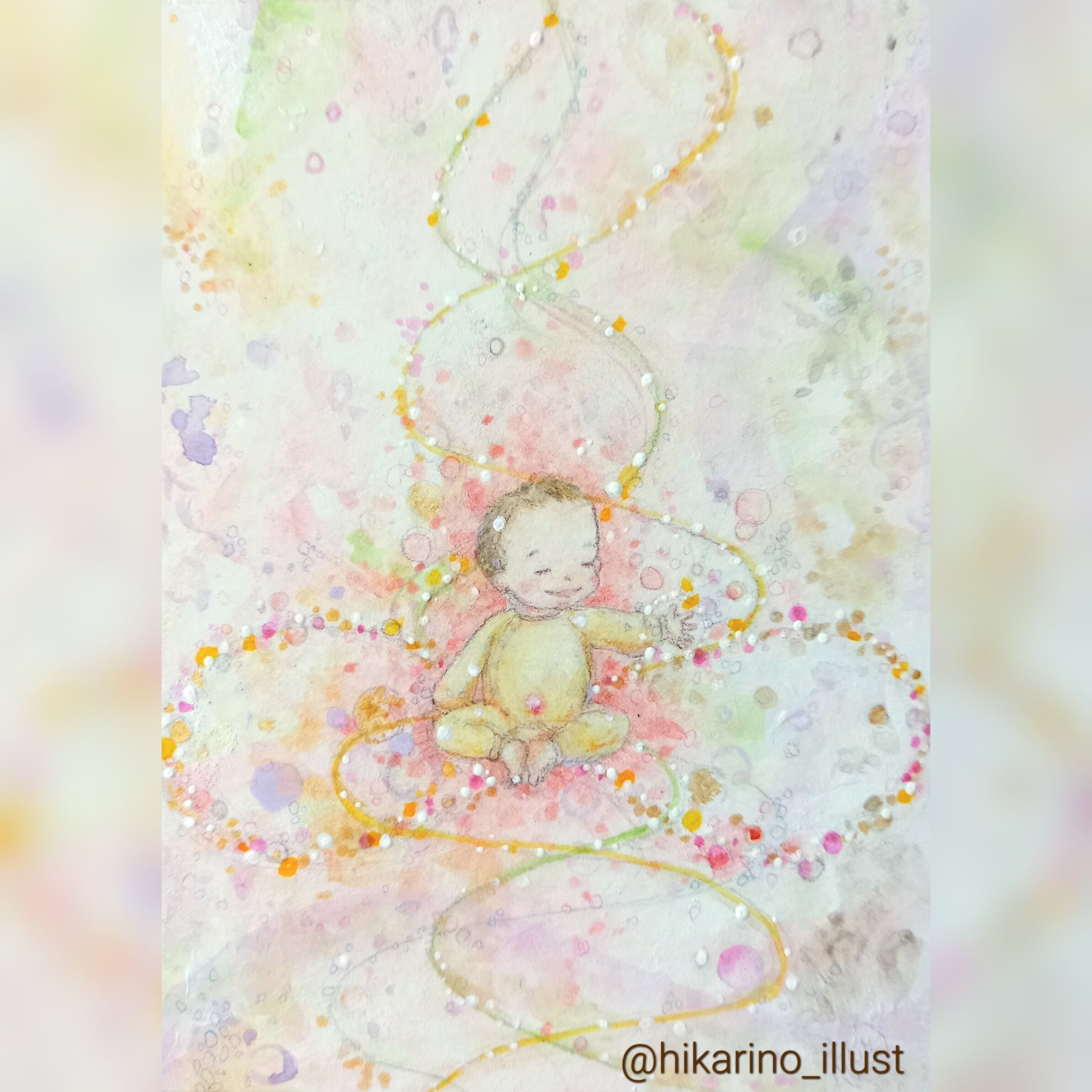 お空の天使イラスト原画☆2L判size受注品 | イラスト工房 hikarino